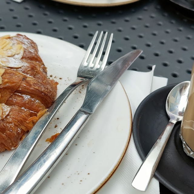 Almond Croissant and Soy Latte