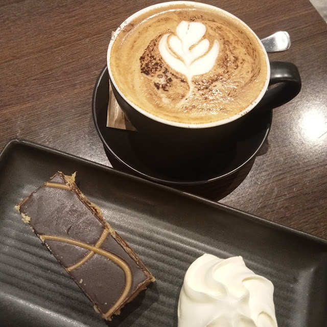 Cappuccino and Caramel Slice with Whipped Cream