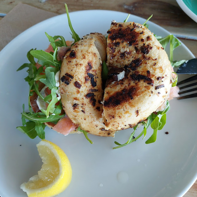 Salmon Bagel with Cream Cheese & Rocket